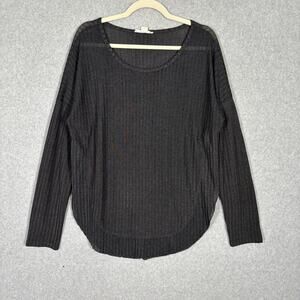 Loveriche Anthropologie Shirt Womens Large‎ Black Tunic Ribbed Thin Witchy Basic